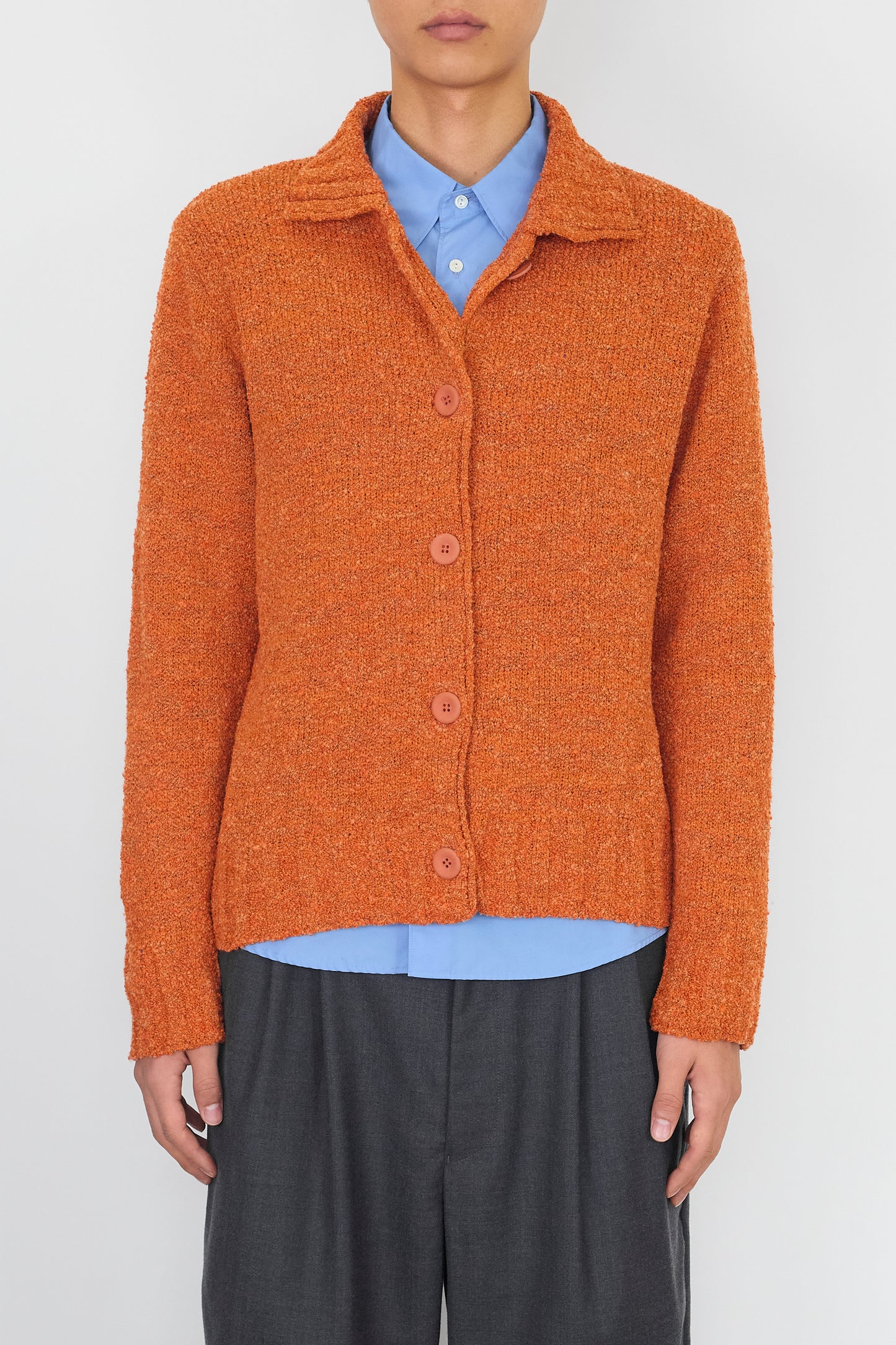VINTAGE ORANGE WOOL KNIT JACKET MADE IN SPAIN