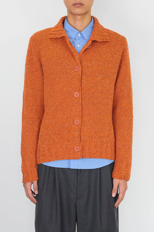 VINTAGE ORANGE WOOL KNIT JACKET MADE IN SPAIN