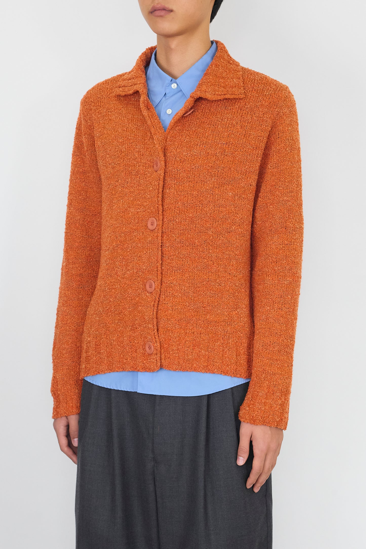 VINTAGE ORANGE WOOL KNIT JACKET MADE IN SPAIN
