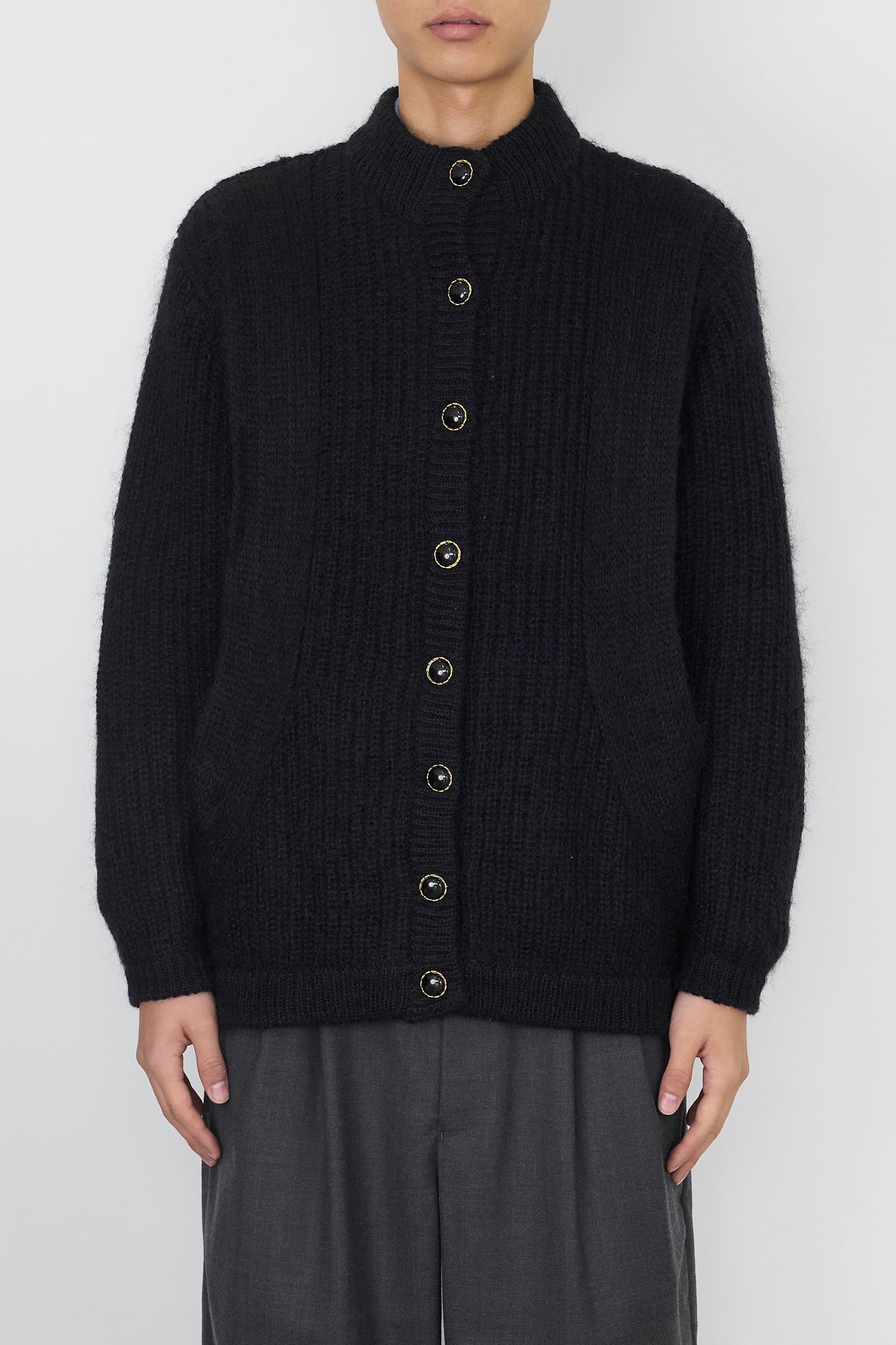 VINTAGE BLACK MOHAIR KNIT JACKET