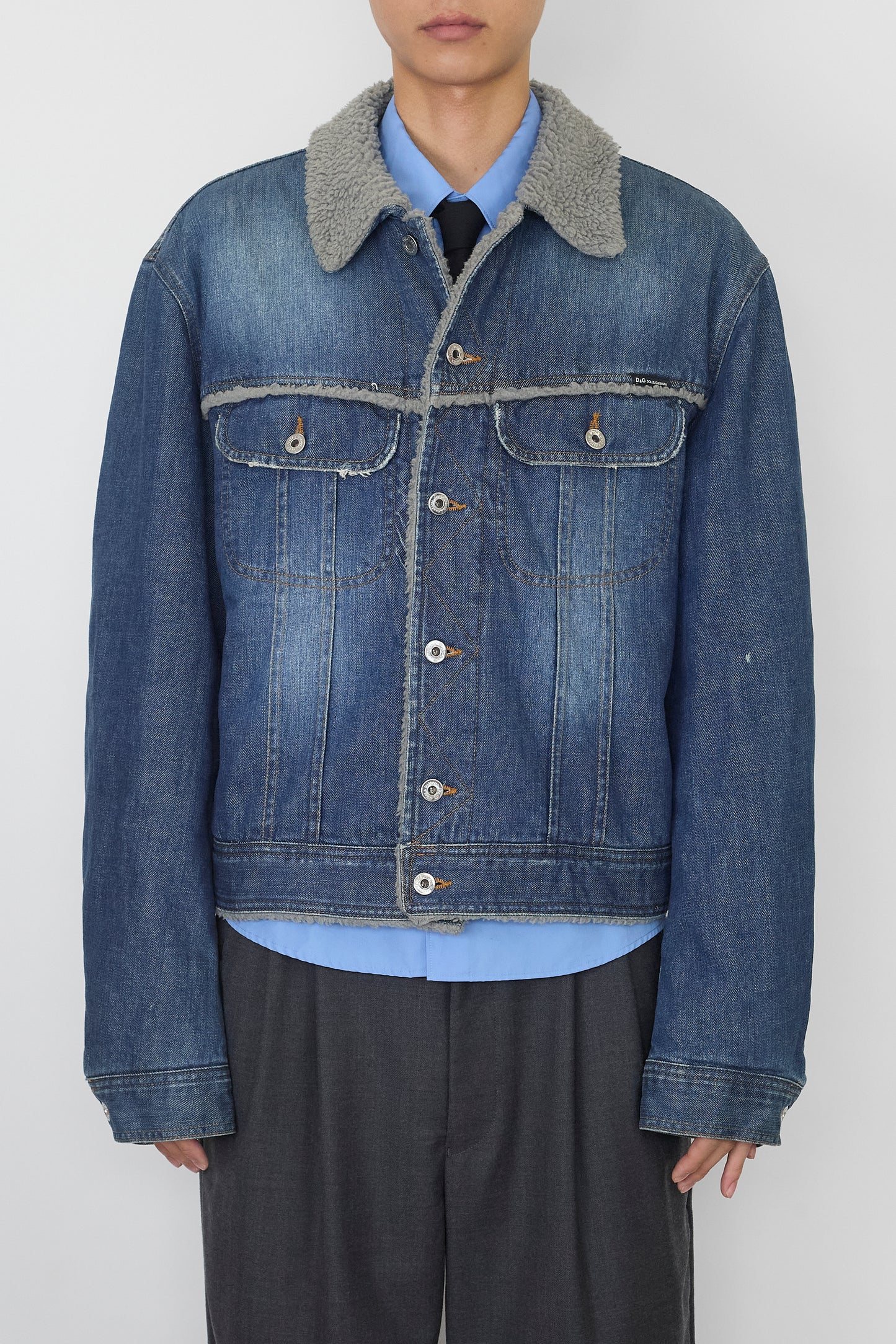 DOLCE&GABBANA DESIGNED BLUE DENIM JACKET MADE IN ITALY