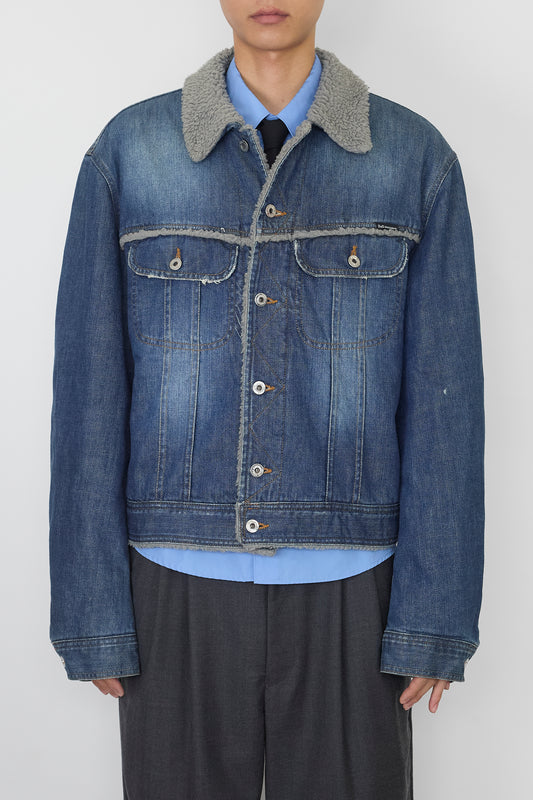 DOLCE&GABBANA DESIGNED BLUE DENIM JACKET MADE IN ITALY