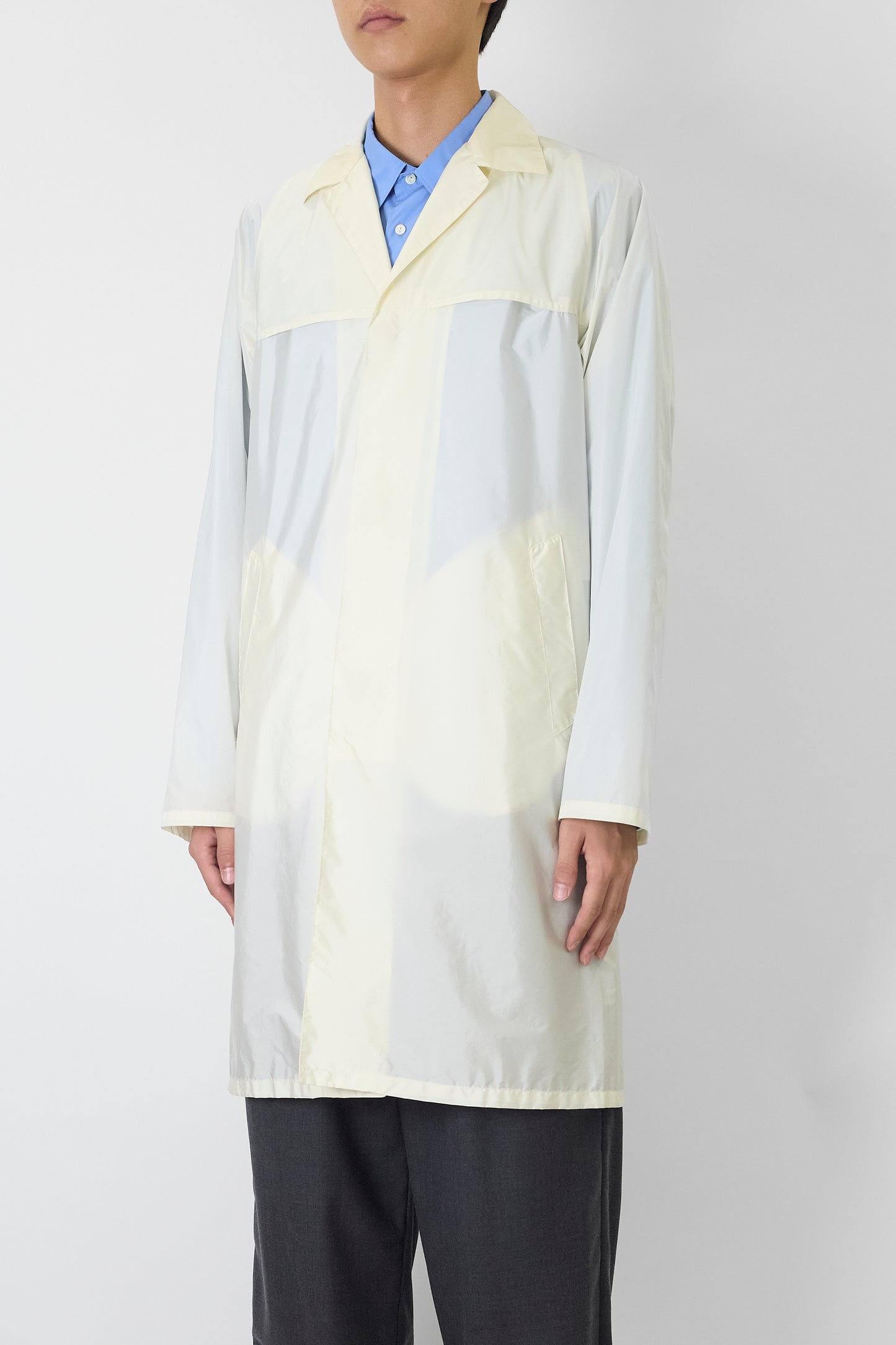 PRADA IVORY NYLON COAT MADE IN ITALY