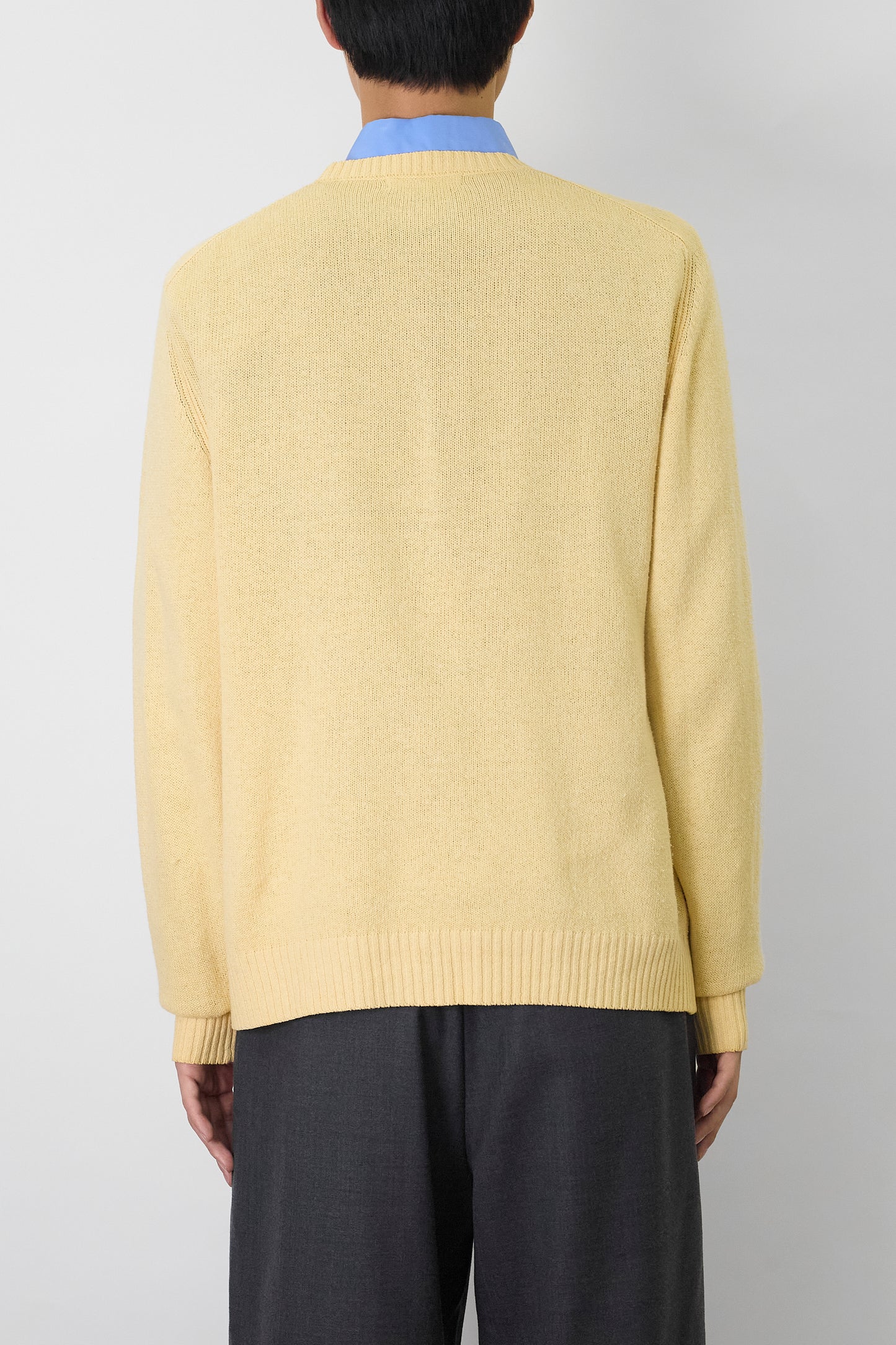 BURBERRY YELLOW COTTON V NECK KNIT MADE IN SPAIN
