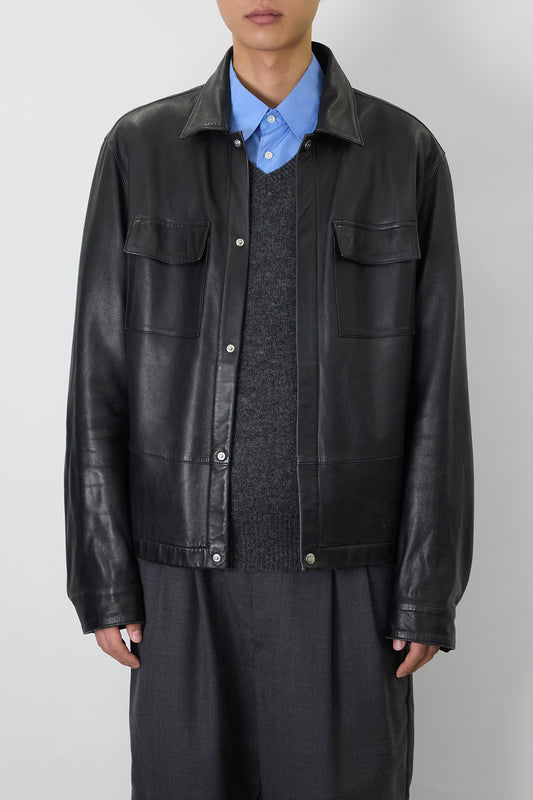 GIAN FRANCO FERRE BLACK LEATHER JACKET MADE IN ITALY