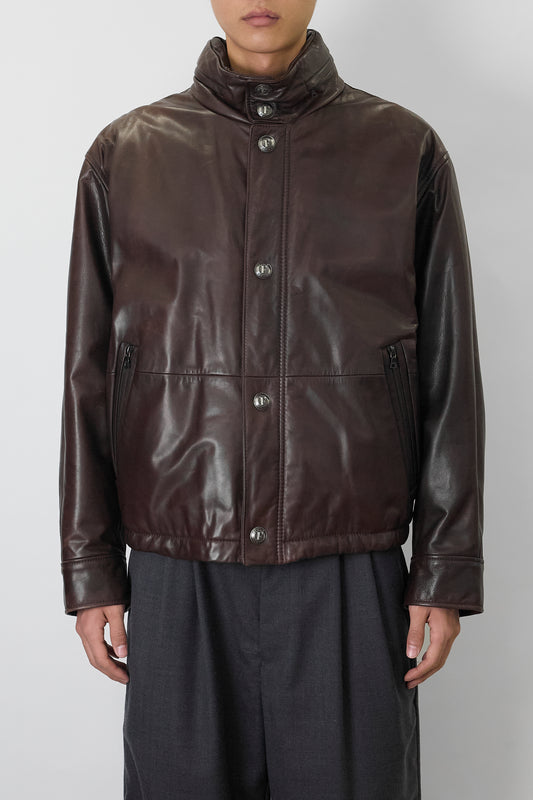 GIAN FRANCO FERRE BROWN LEATHER SHORT JACKET MADE IN ITALY