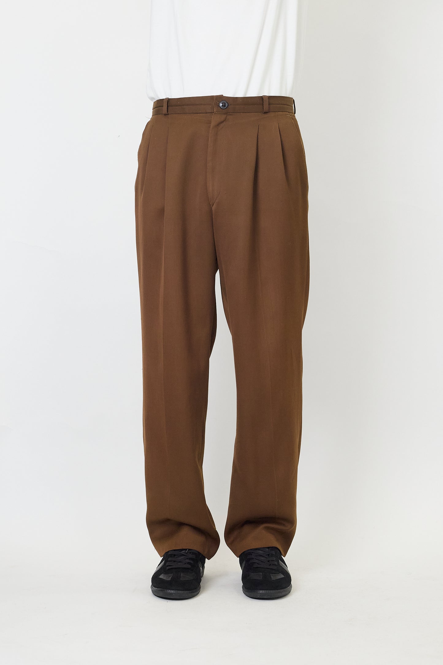 VINTAGE BROWN WOOL WIDE PANTS