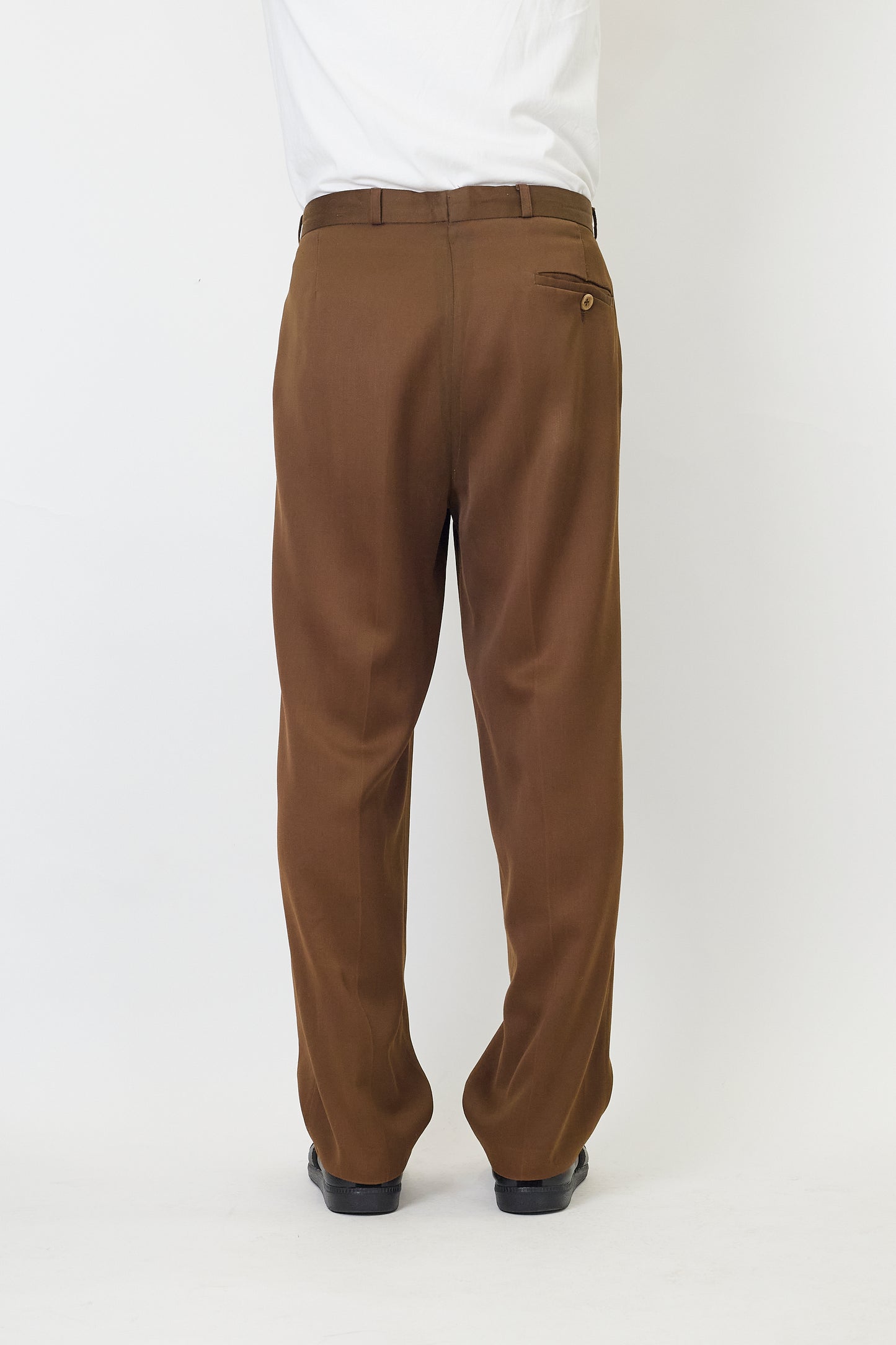 VINTAGE BROWN WOOL WIDE PANTS