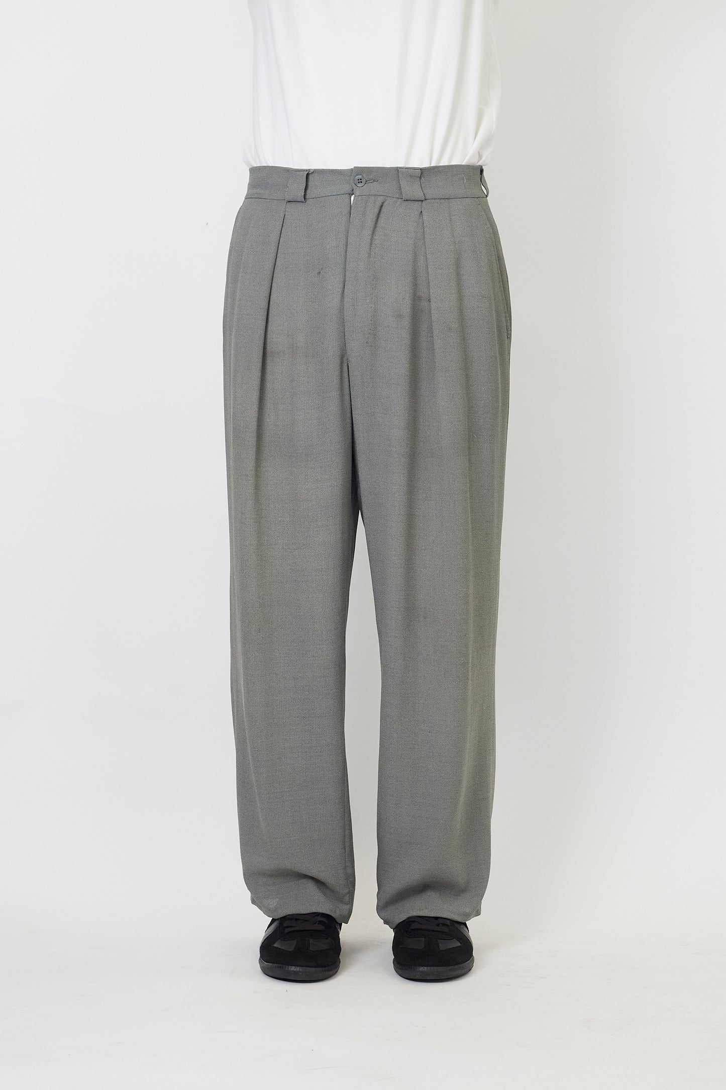 GIORGIO ARMANI GRAY WOOL WIDE PANTS MADE IN ITALY