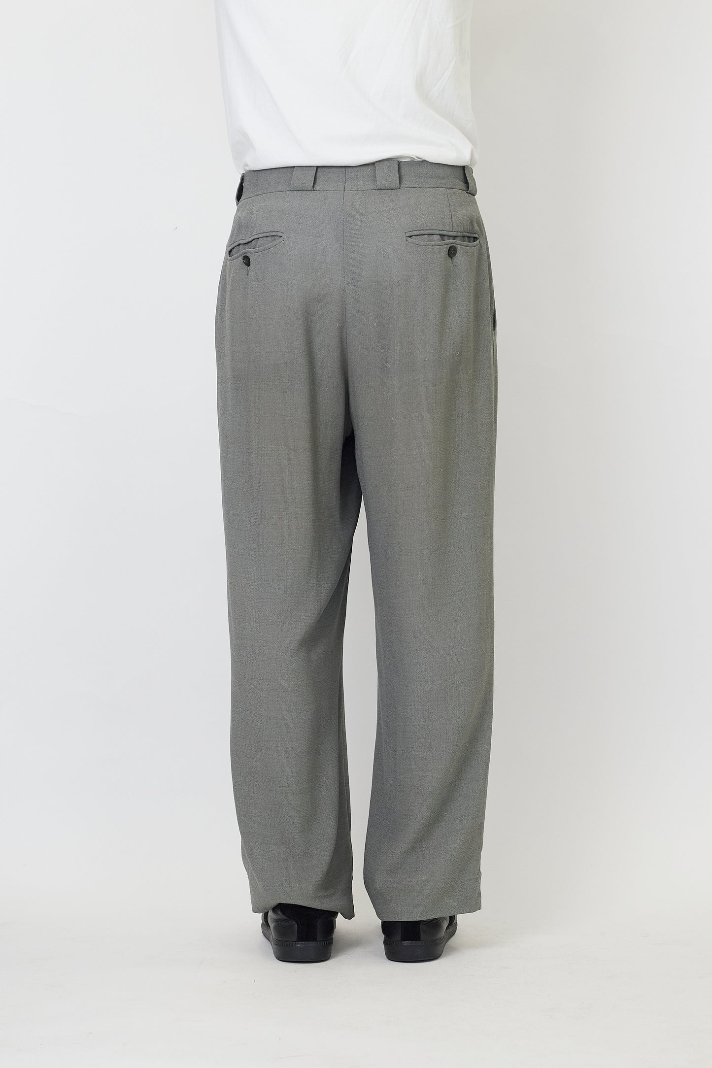 GIORGIO ARMANI GRAY WOOL WIDE PANTS MADE IN ITALY