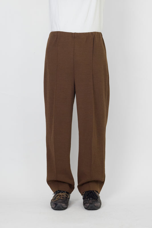 VINTAGE BROWN WOOL KNIT WIDE PANTS MADE IN FRANCE