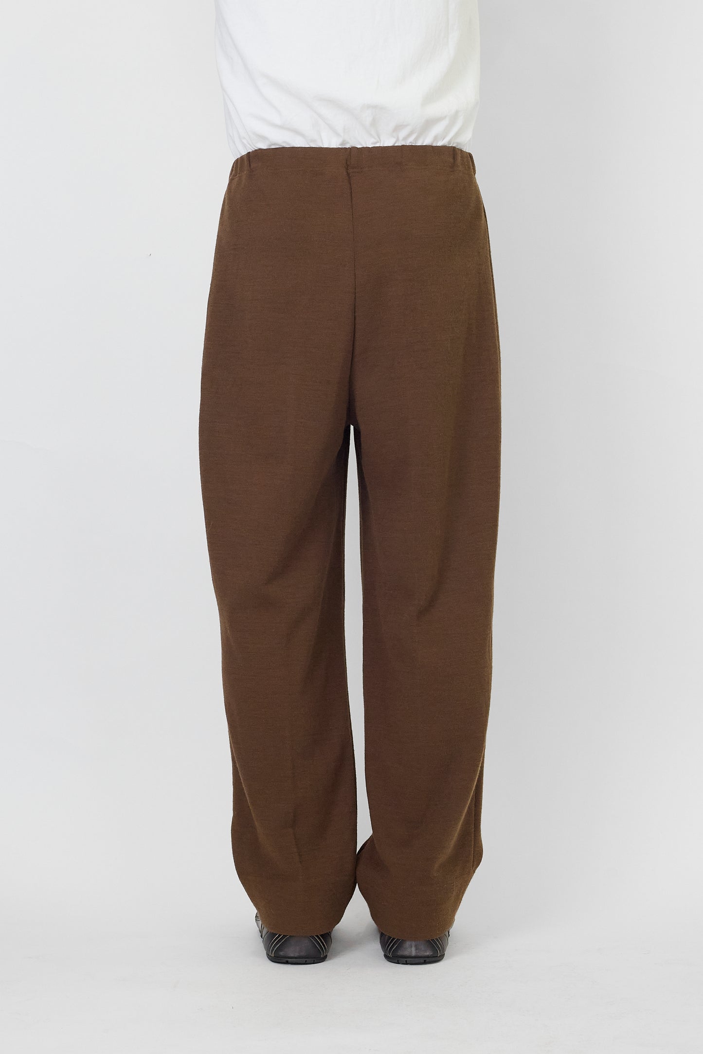 VINTAGE BROWN WOOL KNIT WIDE PANTS MADE IN FRANCE