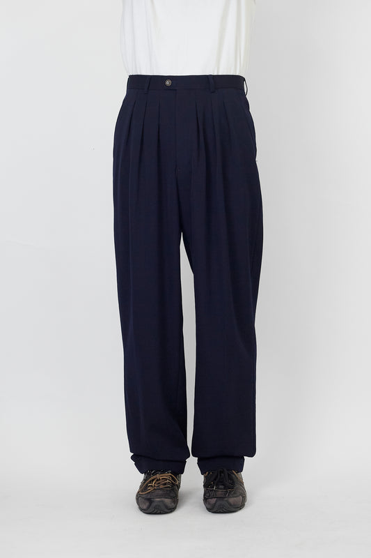 KENZO NAVY WOOL WIDE PANTS
