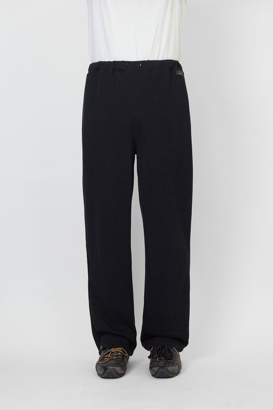 VINTAGE BLACK KNIT WIDE PANTS MADE IN FRANCE