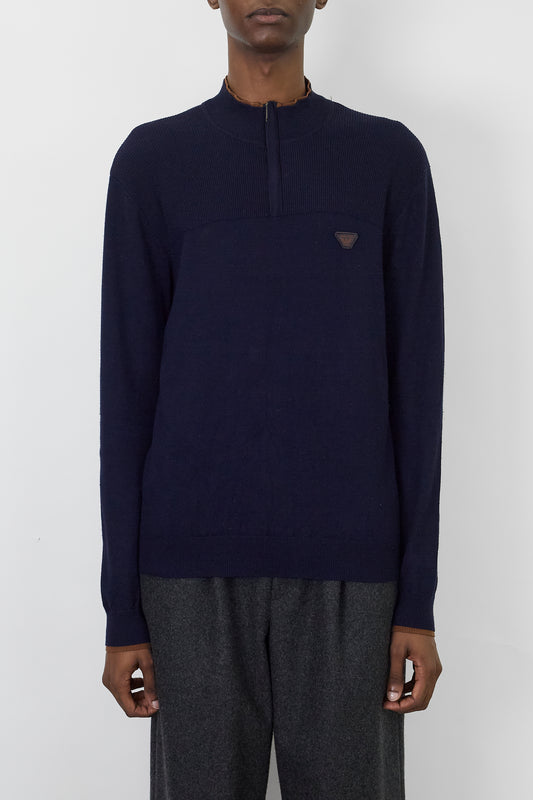 ARMANI JEANS DESIGNED NAVY BROWN KNIT