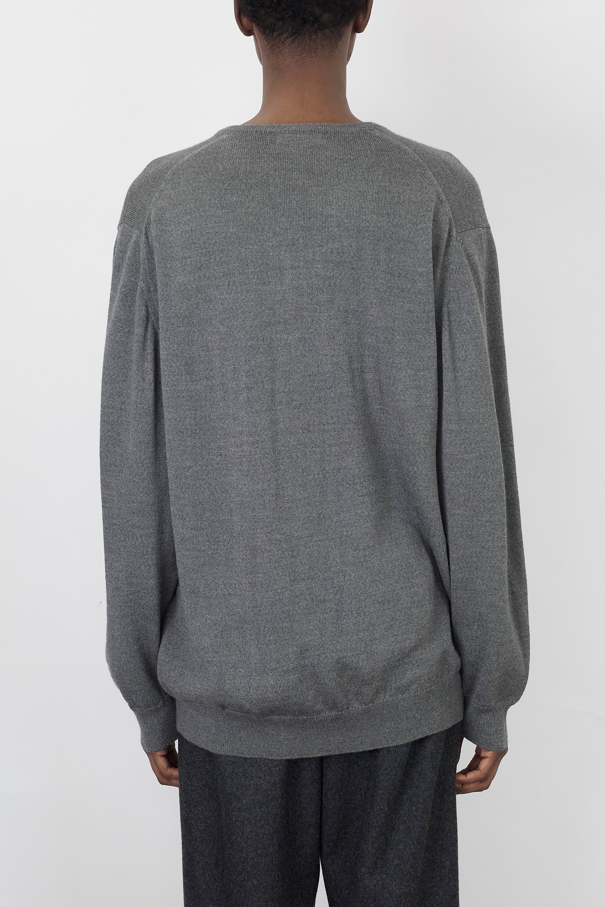VINTAGE LIGHT GRAY V NECK KNIT MADE IN SPAIN – DISSONANCE
