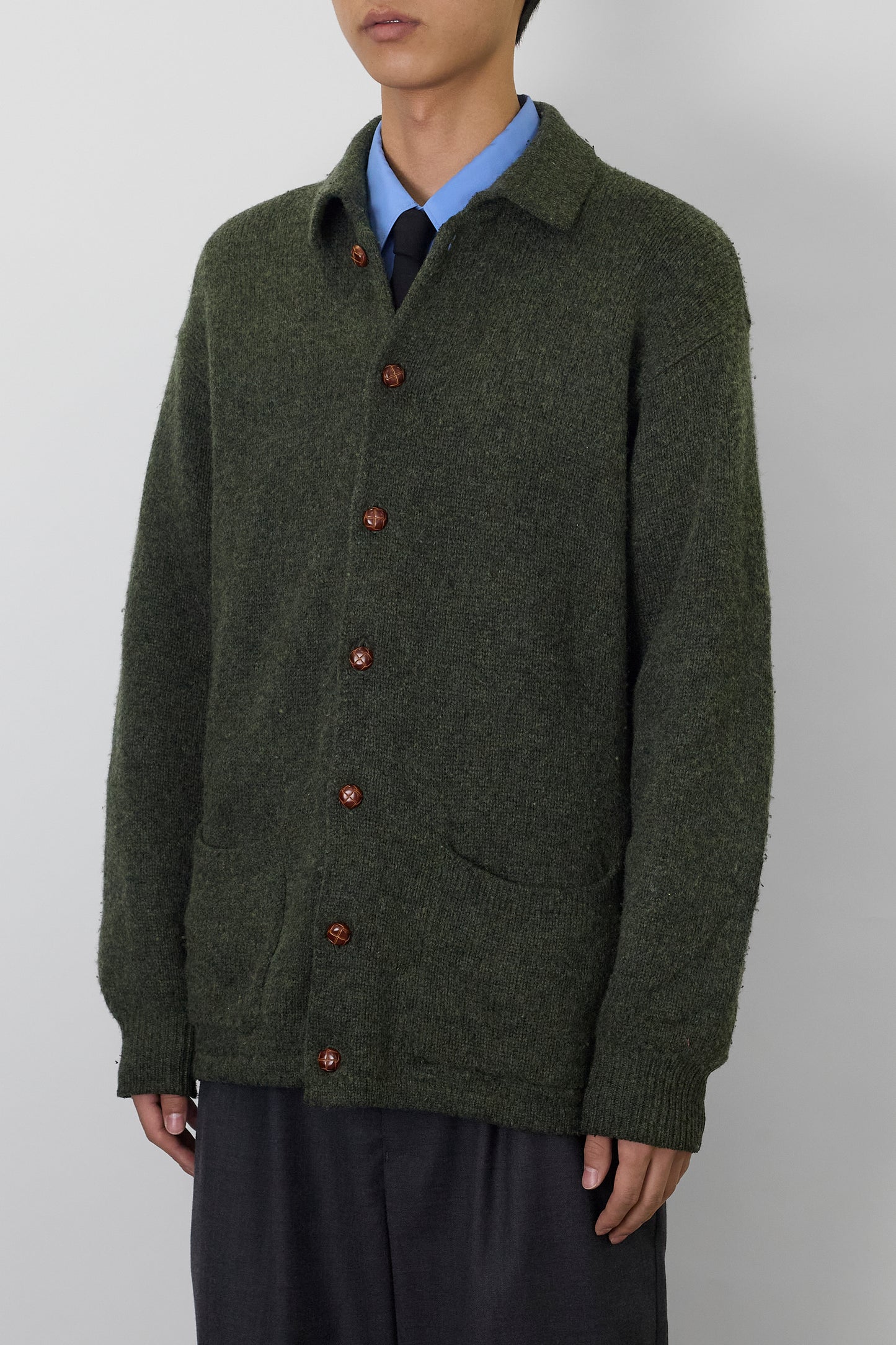 VINTAGE GREEN WOOL KNIT JACKET MADE IN SPAIN