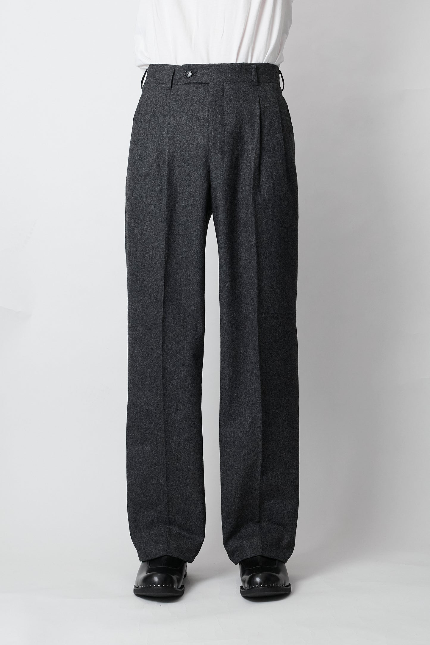 HOMME COMME DES GARCONS GRAY WOOL WIDE PANTS