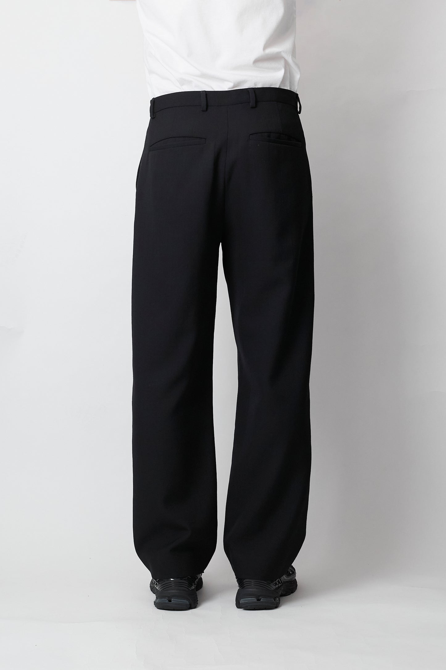 ACNE STUDIOS BLACK WOOL WIDE PANTS