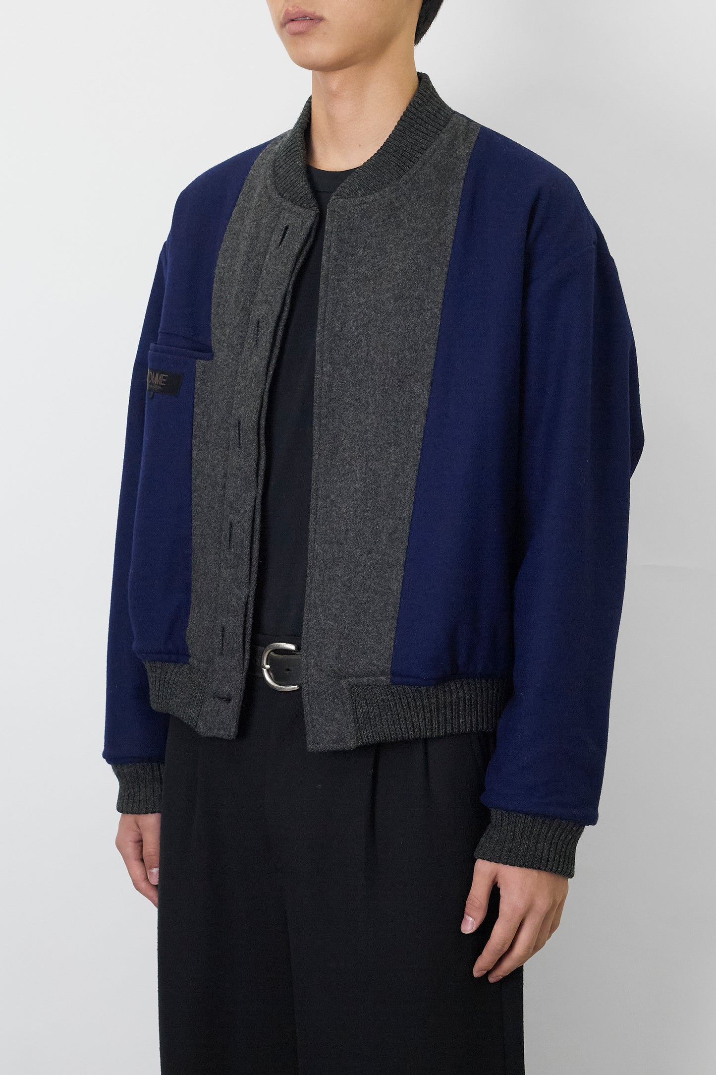HOMME COMME DES GARCONS GRAY WOOL SHORT JACKET