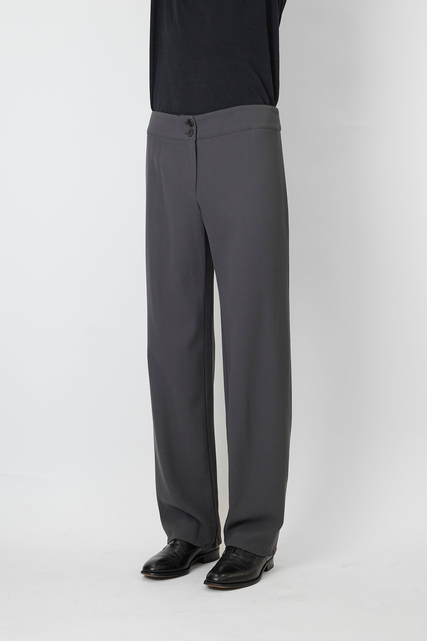 ARMANI COLLEZIONI GRAY WOOL WIDE PANTS MADE IN ITALY