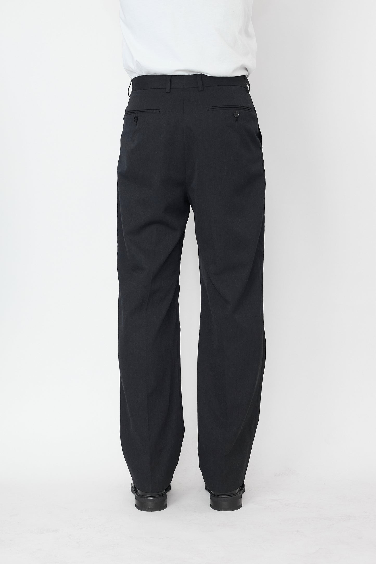 PAUL SMITH DARK GRAY WOOL WIDE PANTS