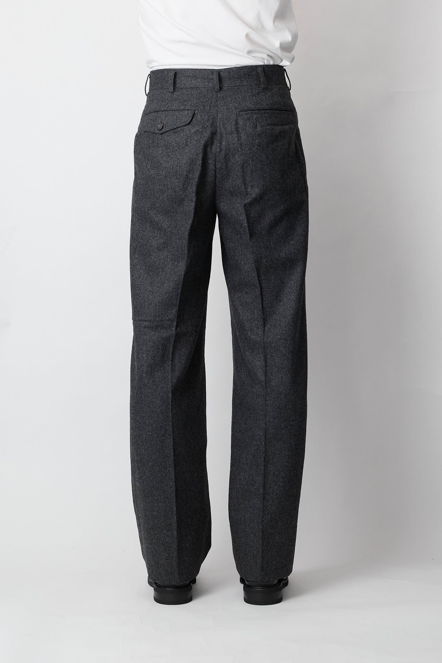 HOMME COMME DES GARCONS GRAY WOOL WIDE PANTS