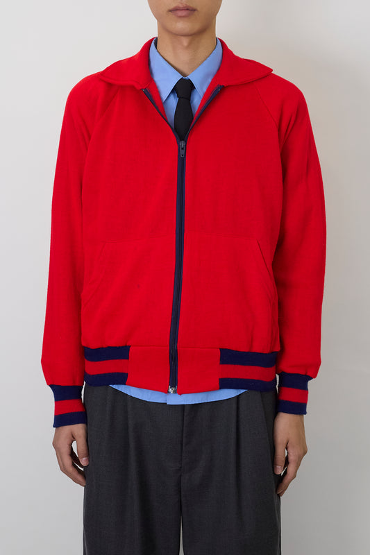 VINTAGE RED ZIP UP KNIT MADE IN USA