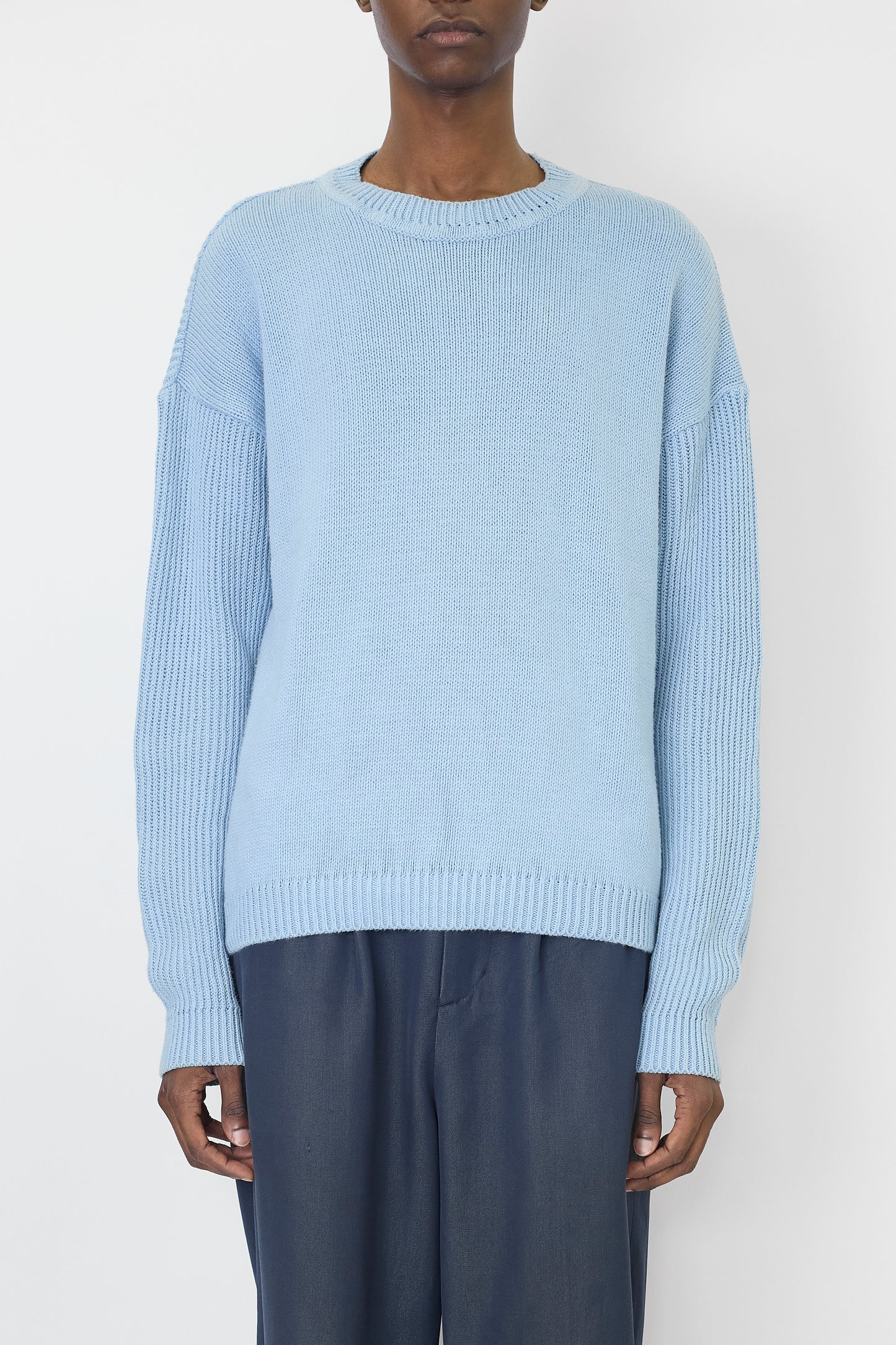 EMPORIO ARMANI SKY BLUE COTTON KNIT MADE IN ITALY