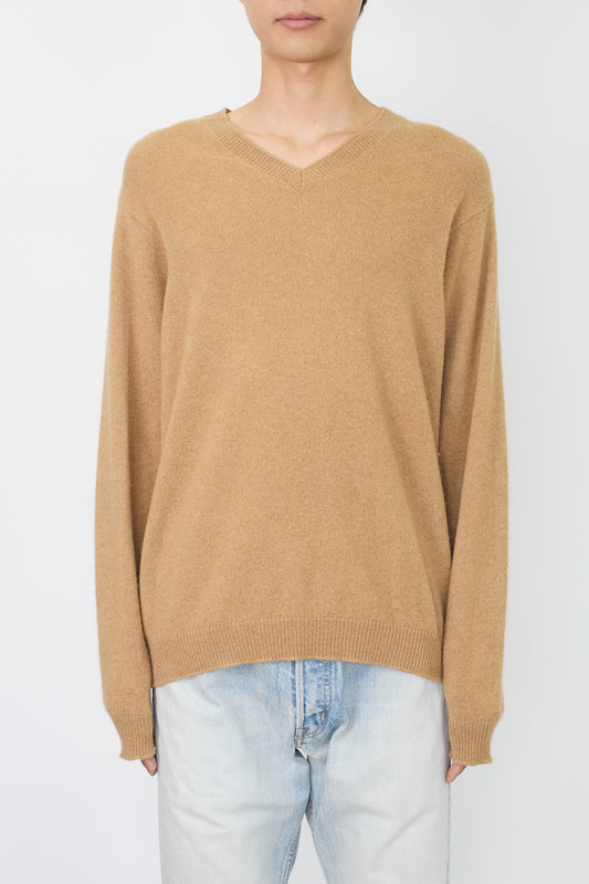 MARKS&SPENCER BEIGE CASHMERE V NECK KNIT MADE IN UK