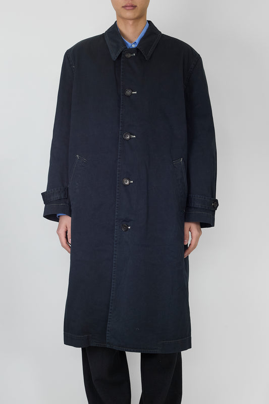 COMME DES GARCONS HOMME FADED BLACK COTTON LONG COAT