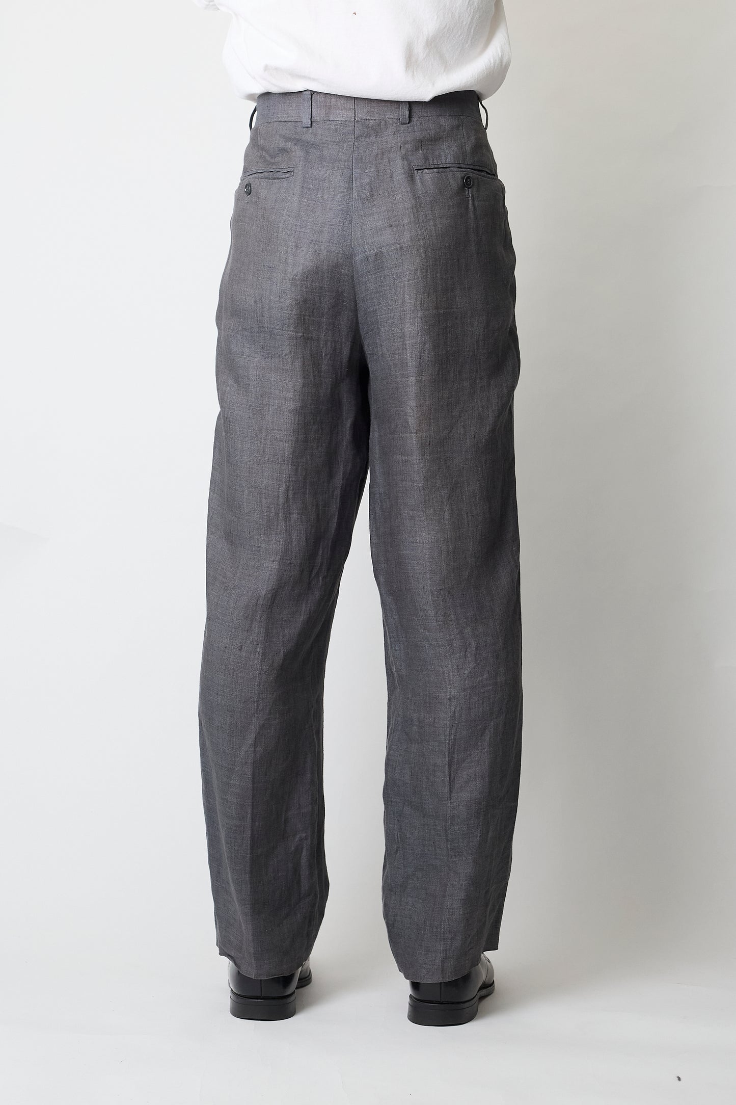 VINTAGE GRAY LINEN WIDE PANTS