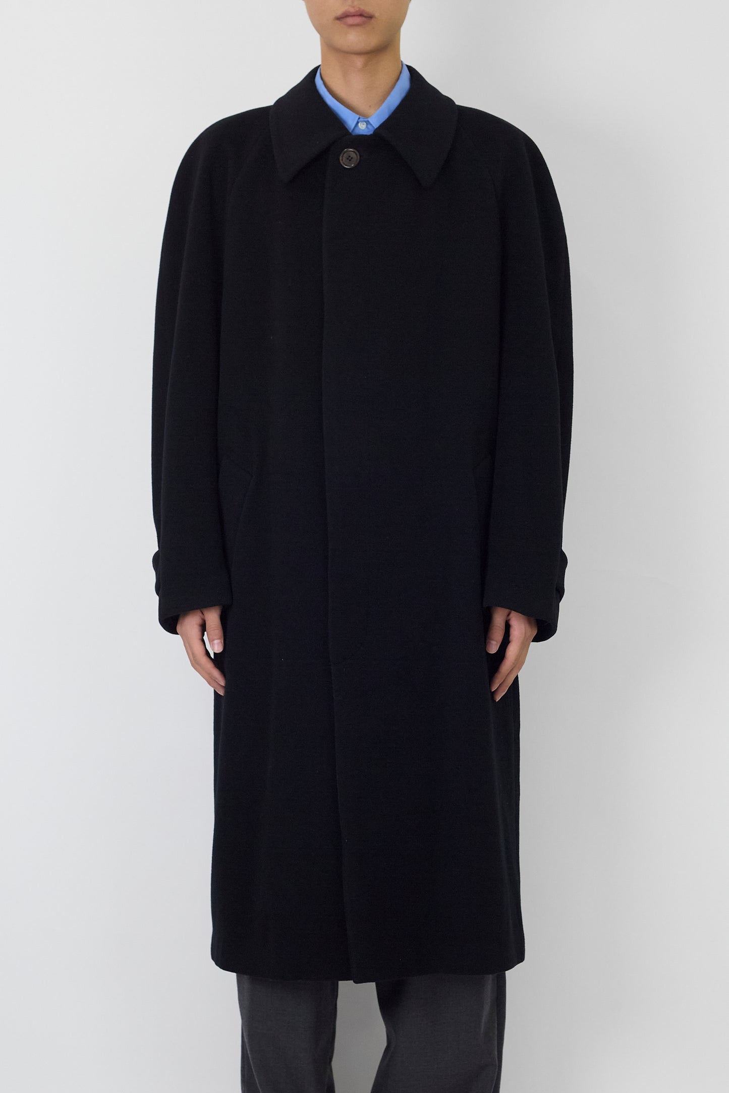 GIAN FRANCO FERRE BLACK WOOL LONG COAT MADE IN ITALY