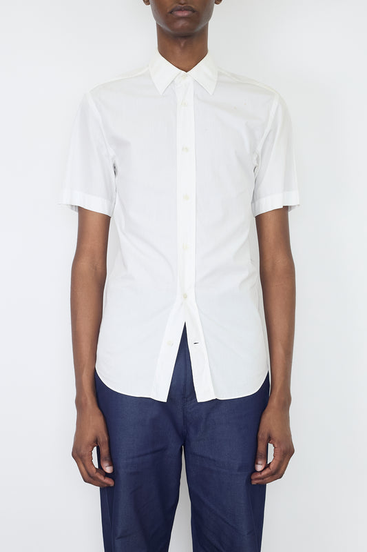 ACNE STUDIOS WHITE COTTON HALF SLEEVE SHIRT