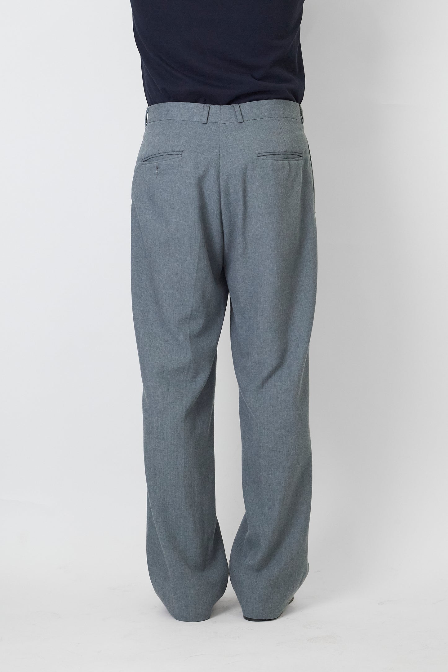 VINTAGE LIGHT GRAY WOOL WIDE PANTS