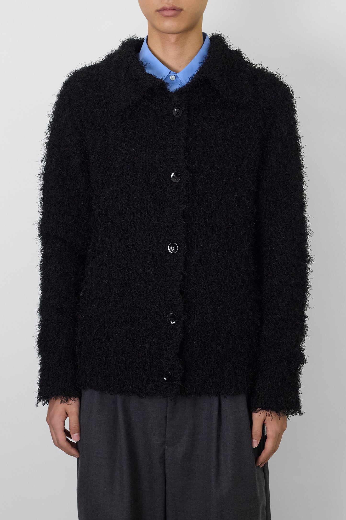 VINTAGE BLACK SHAGGY KNIT JACKET