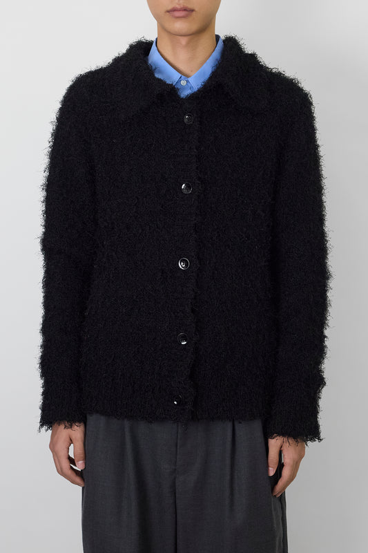 VINTAGE BLACK SHAGGY KNIT JACKET