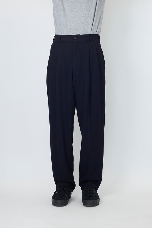 COMME DES GARCONS HOMME NAVY WOOL GABARDINE WIDE PANTS