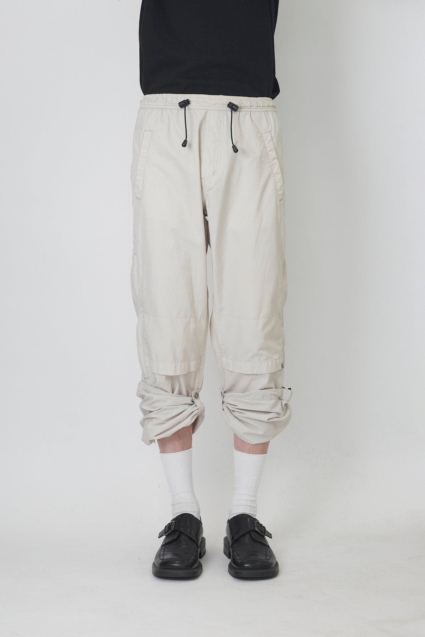VINTAGE DESIGNED BEIGE TECH WIDE PANTS