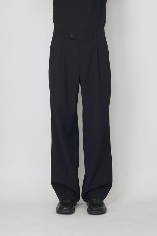 JUN MEN NAVY WOOL WIDE PANTS