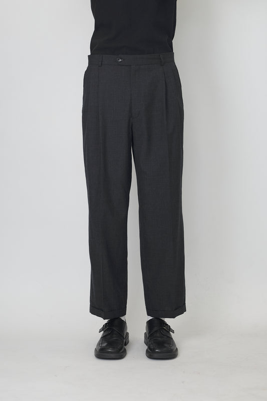 VINTAGE GRAY WOOL WIDE PANTS MADE IN ITALY