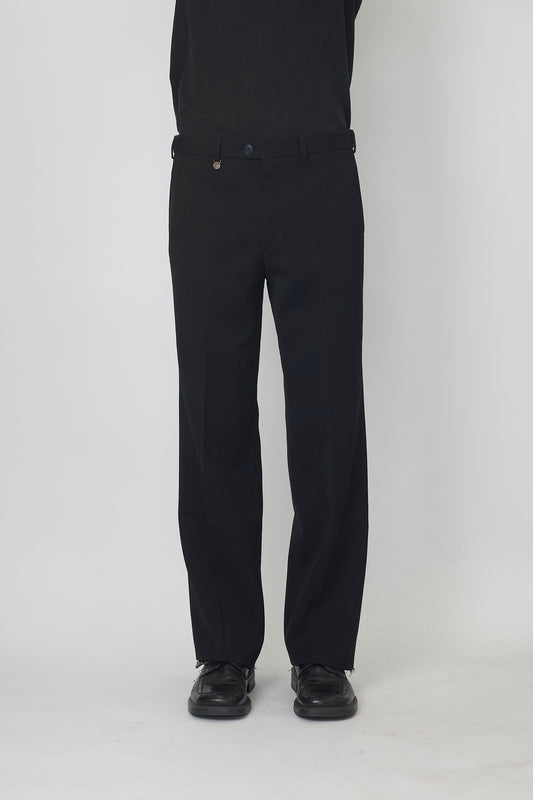JOHN SLIM BLACK WOOL GABARDINE PANTS MADE IN ITALY
