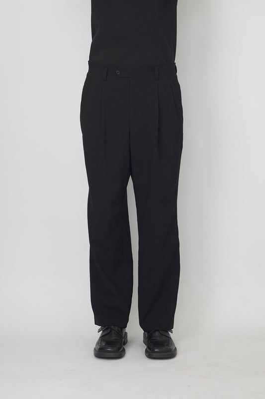 JUN MEN BLACK WOOL WIDE PANTS