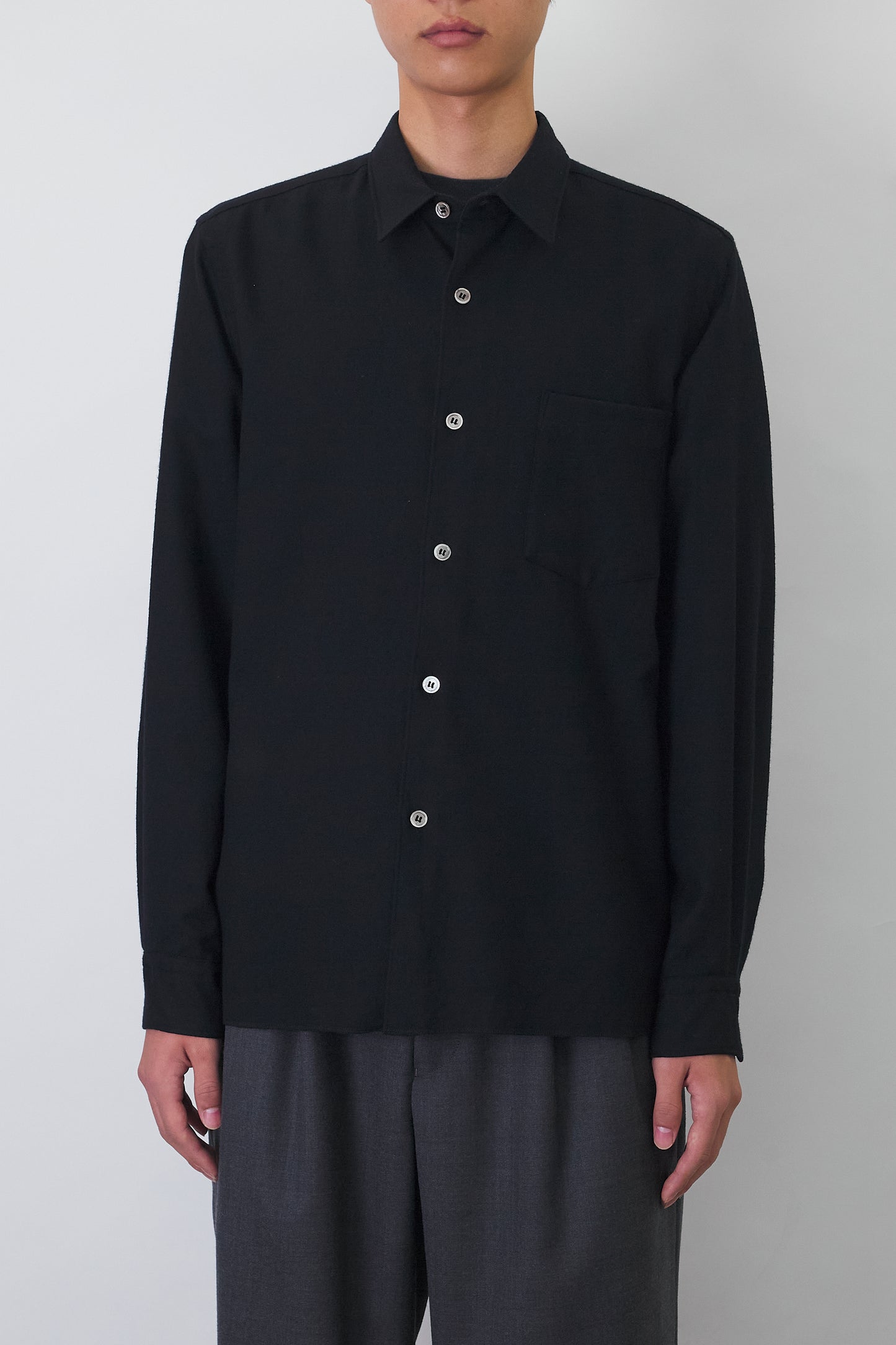 COMME DES GARCONS HOMME BLACK WOOL KNIT SHIRT