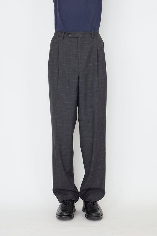 CHRISTIAN DIOR GRAY WOOL WIDE PANTS MADE IN ITALY