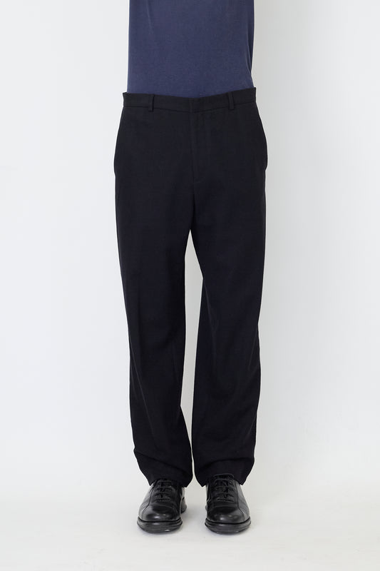 VERSUS BY GIANNI VERSACE BLACK CASHMERE WIDE PANTS MADE IN ITALY