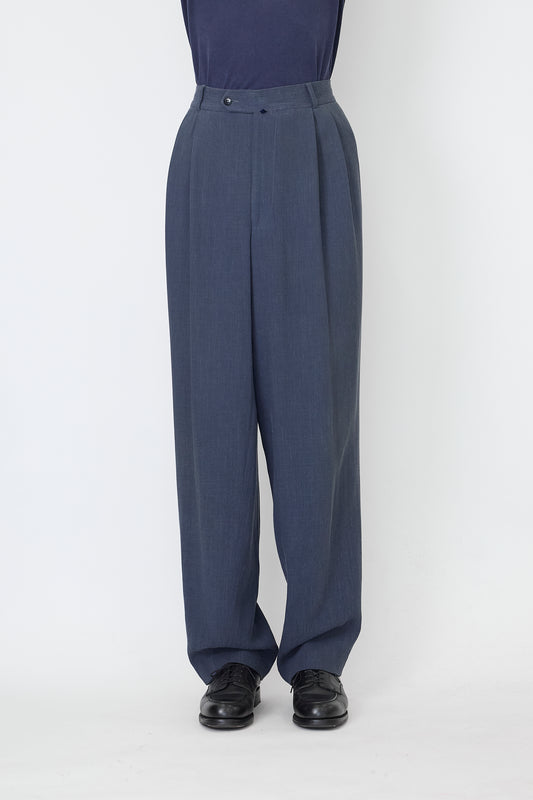 HUGO BOSS NAVY WOOL WIDE PANTS MADE IN ITALY