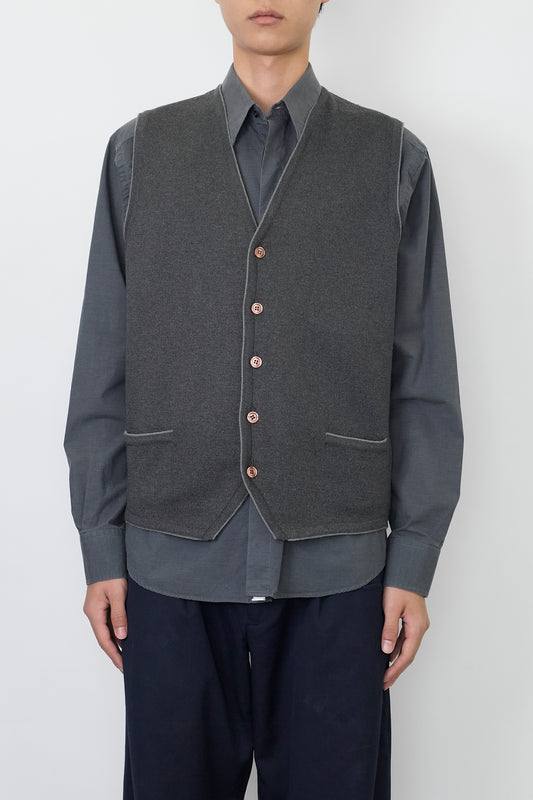 VINTAGE GRAY WOOL KNIT VEST MADE IN SPAIN
