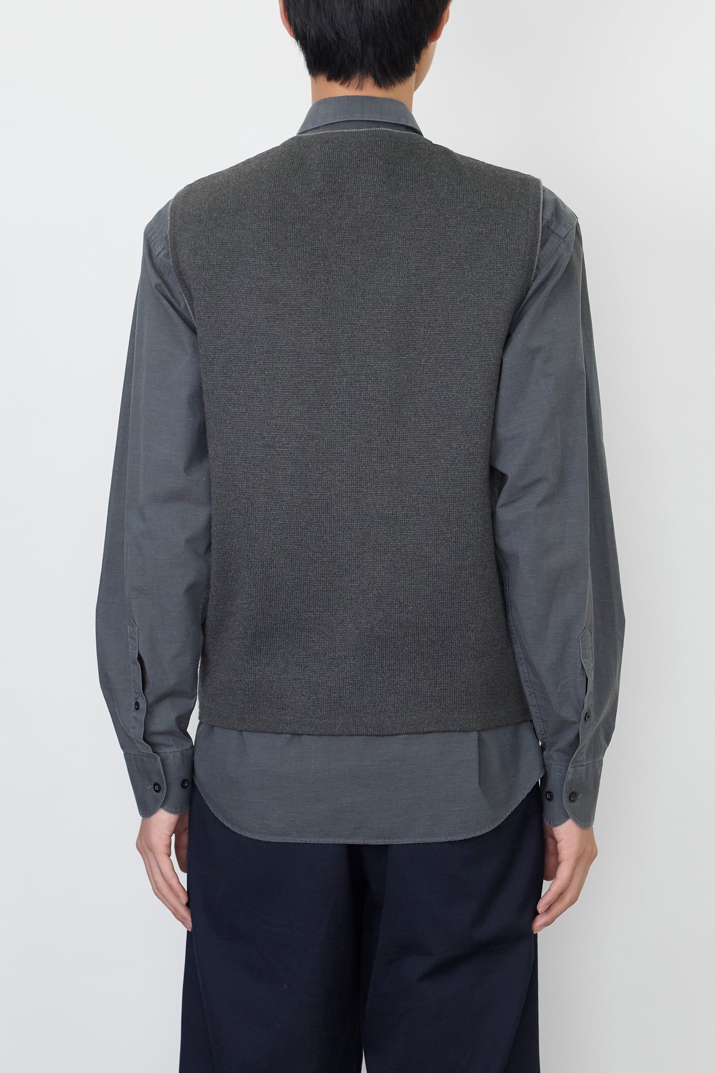 VINTAGE GRAY WOOL KNIT VEST MADE IN SPAIN