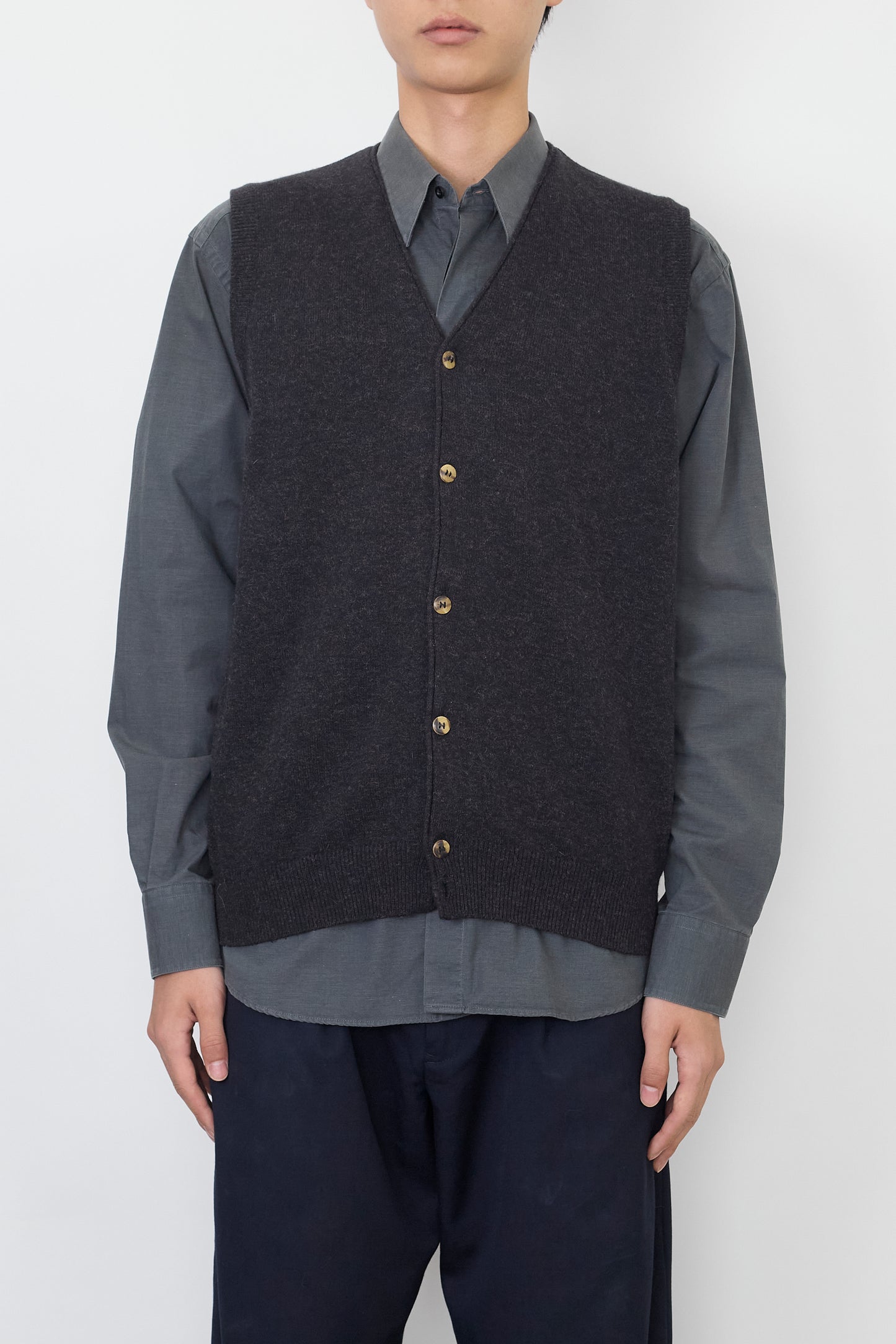 VINTAGE ANGORA GRAY KNIT VEST MADE IN SPAIN